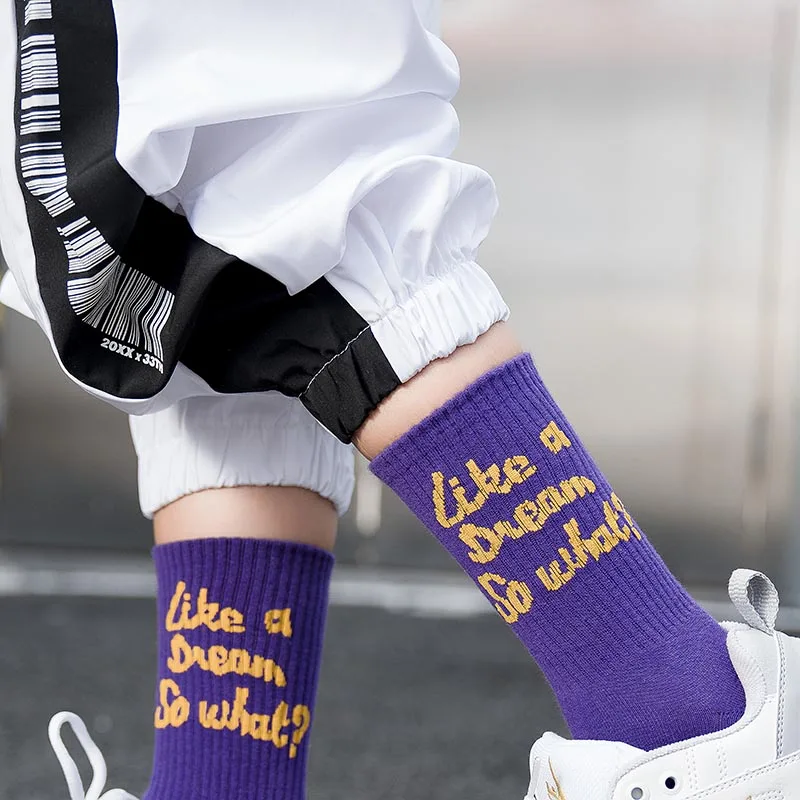 

5 Color College Style Simple Letter Pattern Happy Lovely Funny Harajuku Socks Women Skarpetki Sokken For Ladies Girl's Gifts