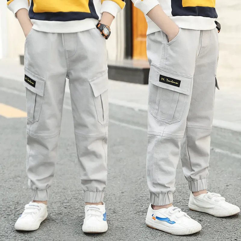Свободные стильные летние хлопковые брюки карго для мальчиков винтажные цвета