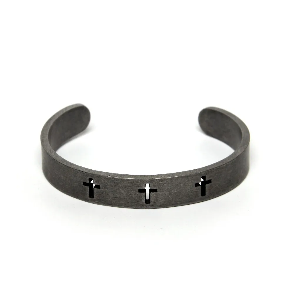 Stylish Stainless Steel Vintage Silver Hollow Out Cross Bracelet for Men Women Width Surface Bracelets Bangles Male Jewelry Gift | Украшения