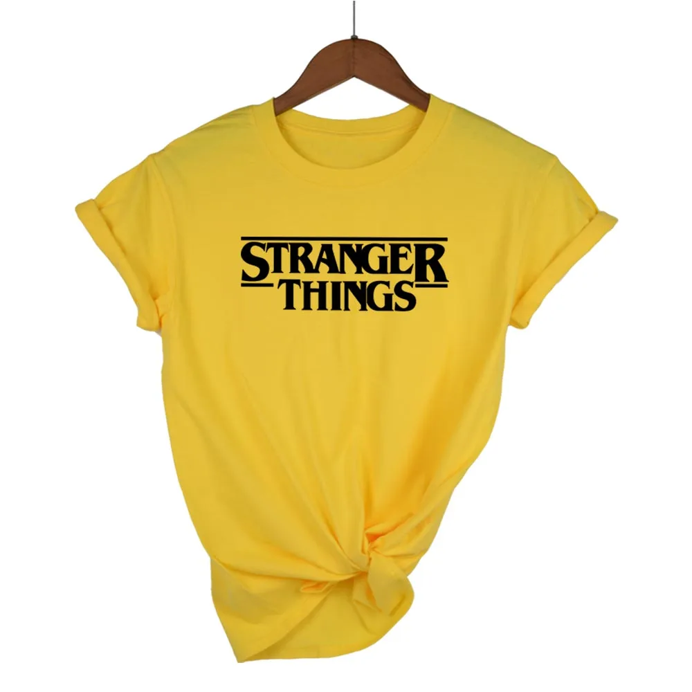 Странные Вещи Ringer Tee хипстерские рубашки Tumblr графическая футболка для женщин мужской с принтами с буквами Футболка Мода хлопок повседневное Топы корректирующие - Цвет: yellow black
