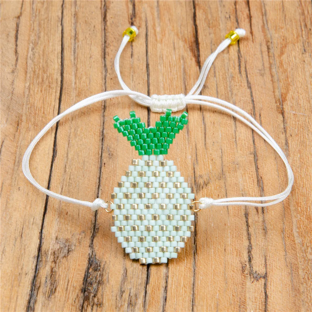 Shinus 10Pcs/lot MIYUKI Bracelets Pineapple Bracelets Big Eye Bohemia Handmade Charm Bracelets Rope Chain Girls Jewelry Gifts