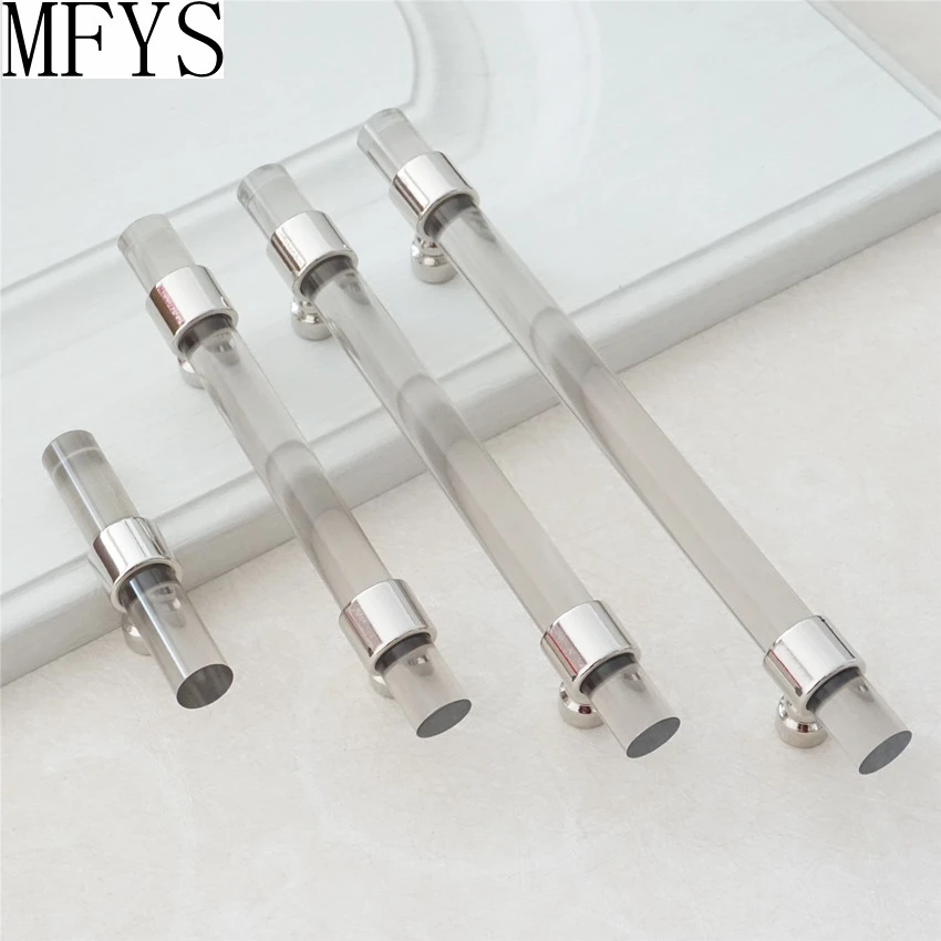 3,7" 5" 6," ручка для ящика, акриловая, дымовая, люцитовая, серебристая, для комода, тянет ручки для кухонного шкафа, дверная ручка, ручка для ручки 96 128 160 мм