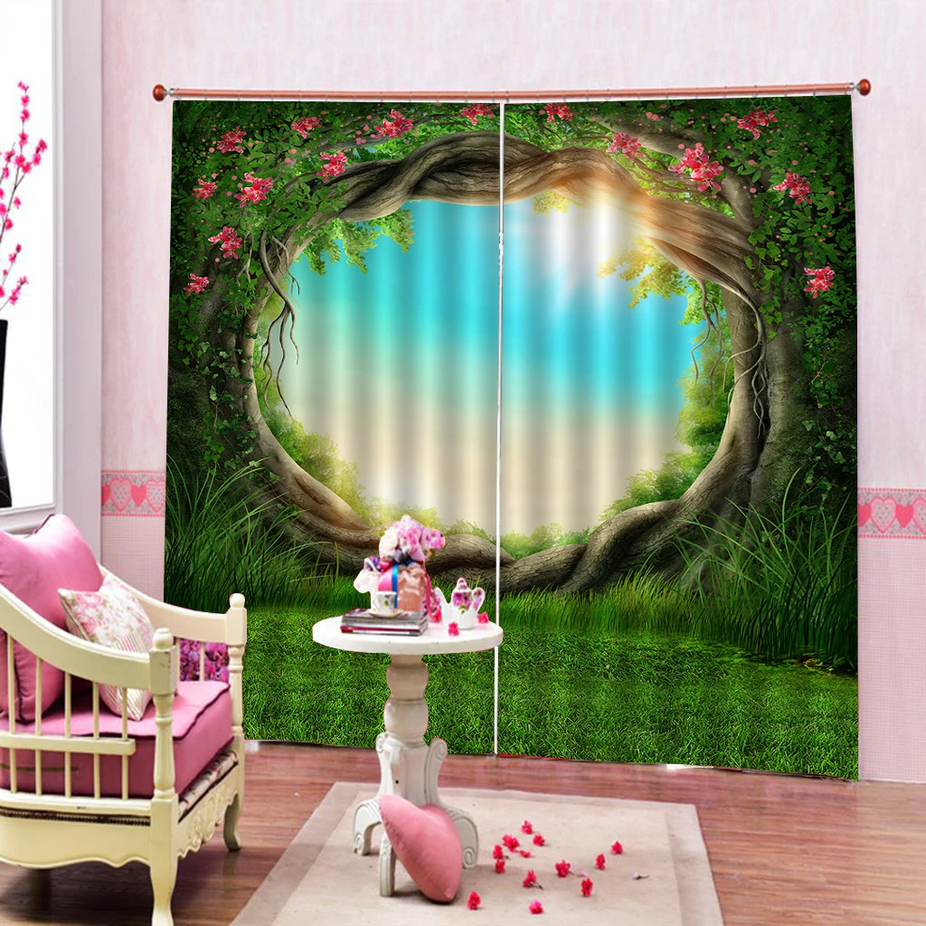 Tree Hole Print Windows Curtains for Living Room Bedroom Decorative Kitchen Drapes Window Treatments Rustic Style | Дом и сад