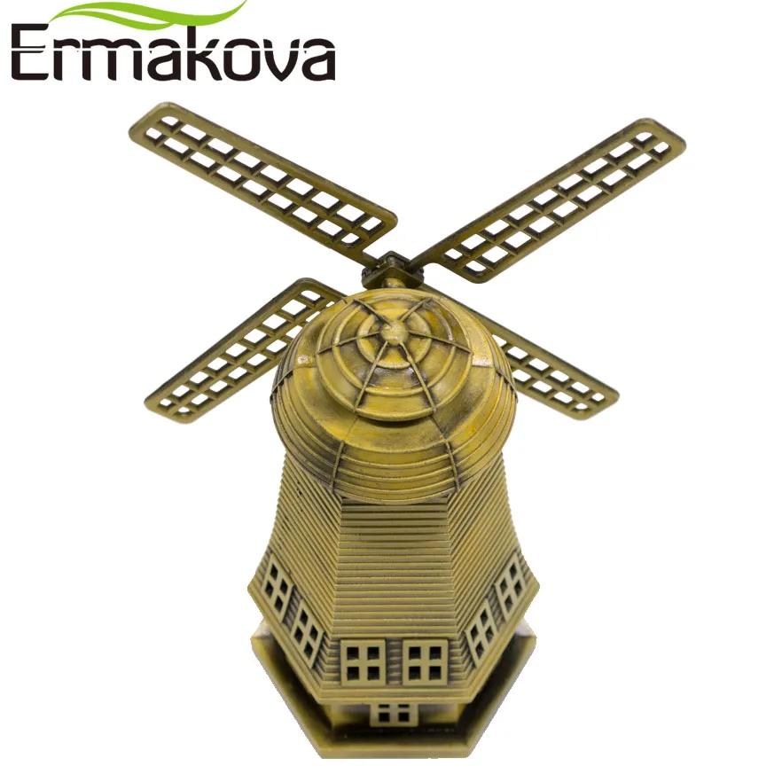 Ермакова 18 см(7 дюймов) Античная бронзовая голландская ветряная мельница модель металлическая фигурка предметы интерьера Голландская мельница украшение для дома