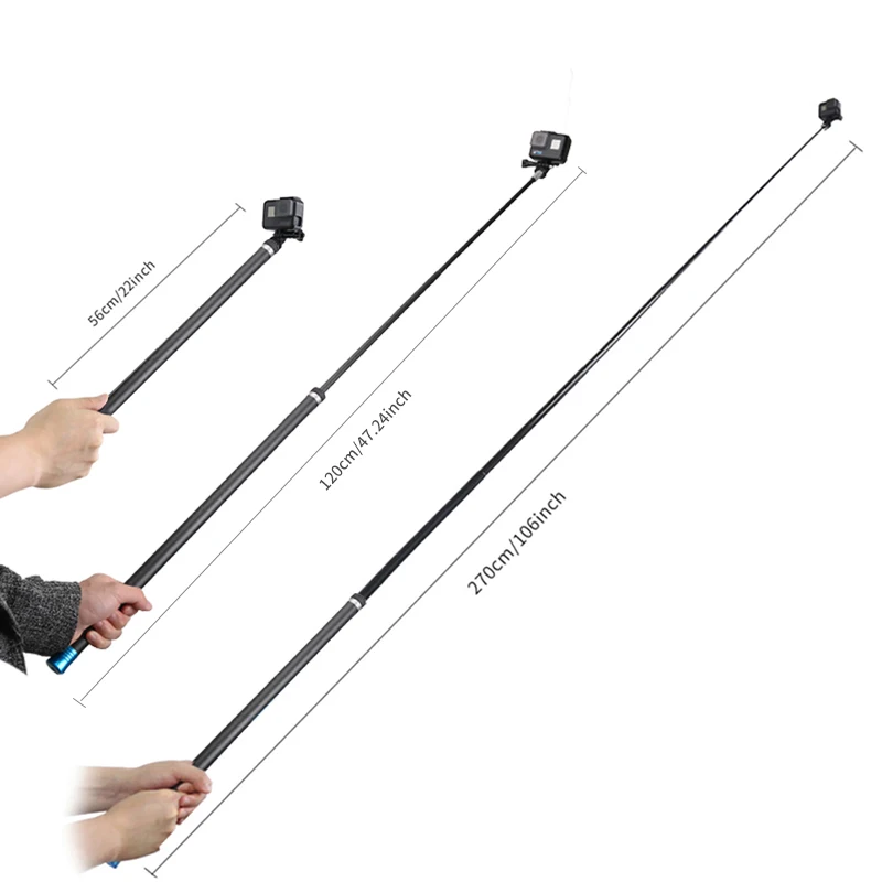 106 &quotуглеродного волокна ручной выдвижной полюсный монопод для Insta360 один X2/R/X GoPro