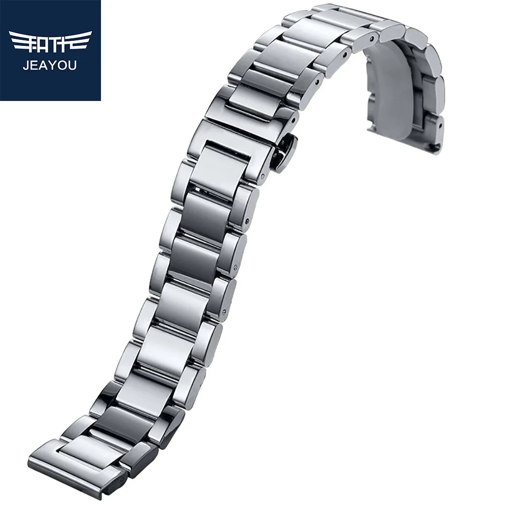 

JEAYOU Stainless Steel Watch Strap Only For Men With Deployment Button