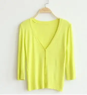 MLXSLKY весенне летний женский короткий Стильный тонкий вязаный кардиган с коротким