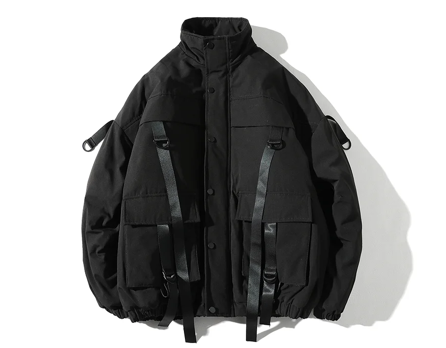 Winter Jacket Coats Men New Casual Windbreaker Jackets Mens Parka Plus size Hip hop Bandage design Man Streetwear | Мужская одежда
