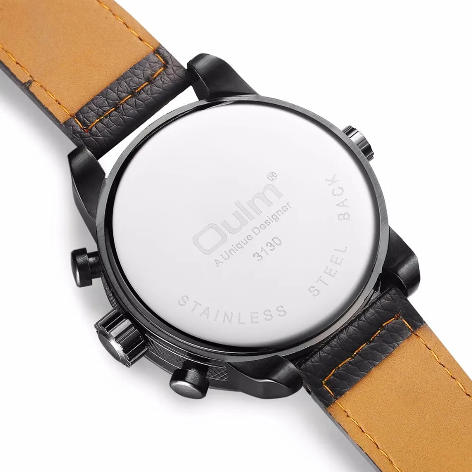 OULM брендовые оригинальные модные спортивные часы для мужчин с двойным кожаным