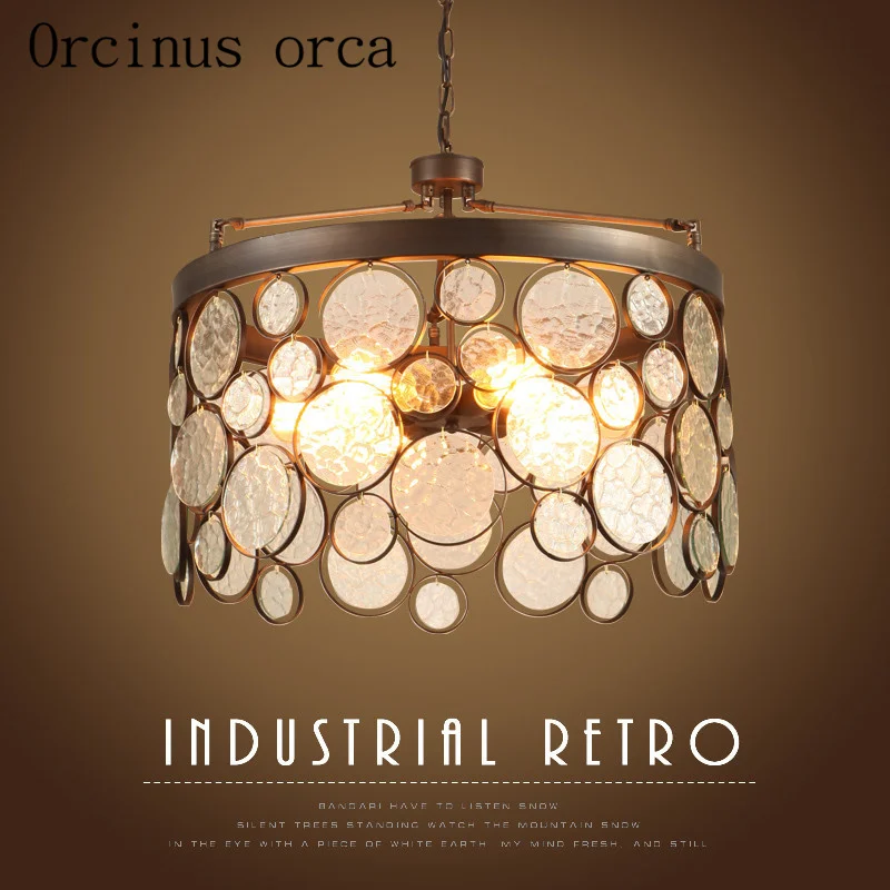 

American style rural retro glass chandelier living room coffee shop industrial wind simple creative iron Chandelier