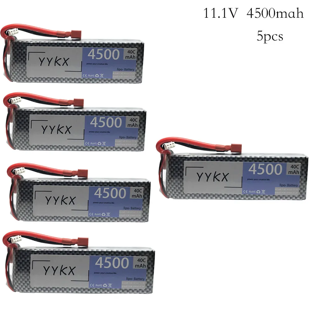 

5pcs Original 11.1v 4500mah For RC helicopters Airplanes Four axis aircraft power 3S battery Original High rate 40c Lipo battery