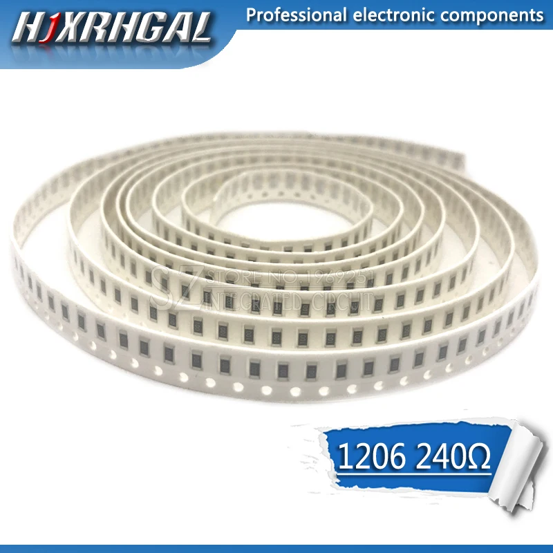 100PCS 1206 SMD Resistor 240 ohm chip resistor 0.25W 1/4W 240R 241 hjxrhgal | Электронные компоненты и