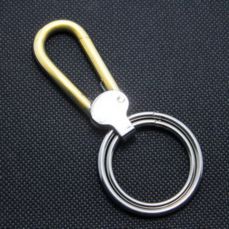 EDC латунные брелоки карабины полированное Двойное стальное кольцо мужской