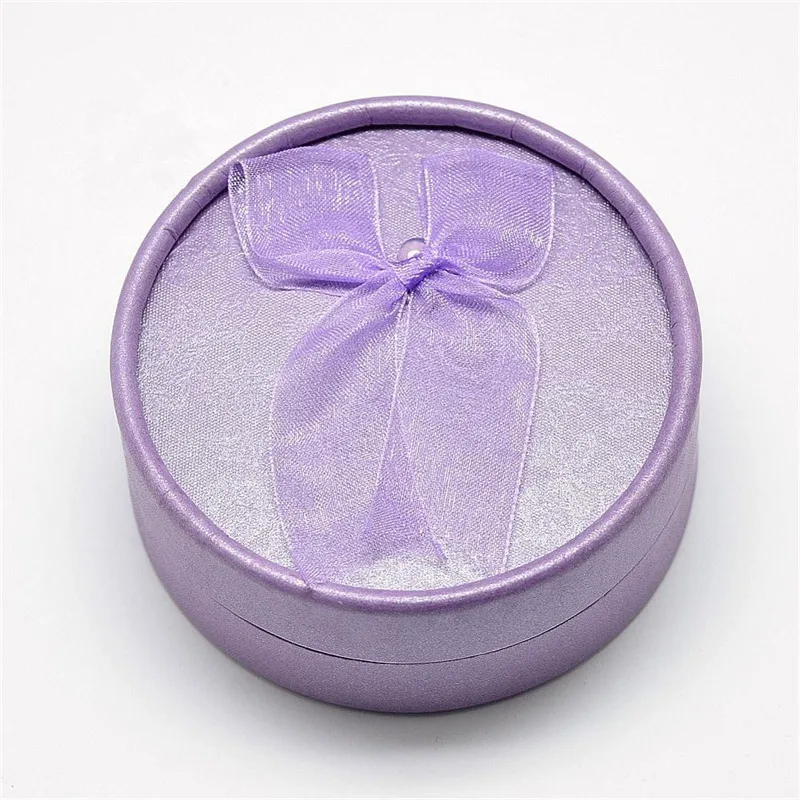 Purple Pandahall 12 шт круглые картонные подарочные коробки для браслетов, подарочные коробки, картонные витрины, губки внутри, бант снаружи 8,4 см - Цвет: Purple