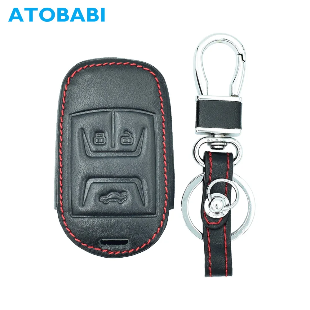 Чехол для ключей из натуральной кожи ATOBABI Chery Tiggo 3 5 ARRIZO 7 E3 E5 Bonus Button Smart Auto Remote Fob Shell