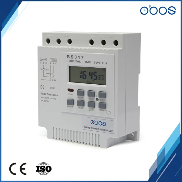 

415VAC 25A three phase programmable timer switch din rail digital timer with 16 times on/off per day time set range 1min-168H