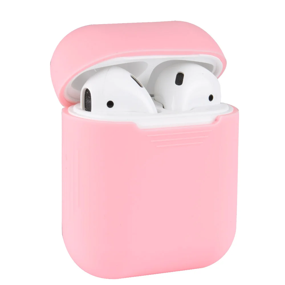 Розовый Силиконовый противоударный чехол для наушников для Apple AirPods - Цвет: Розовый