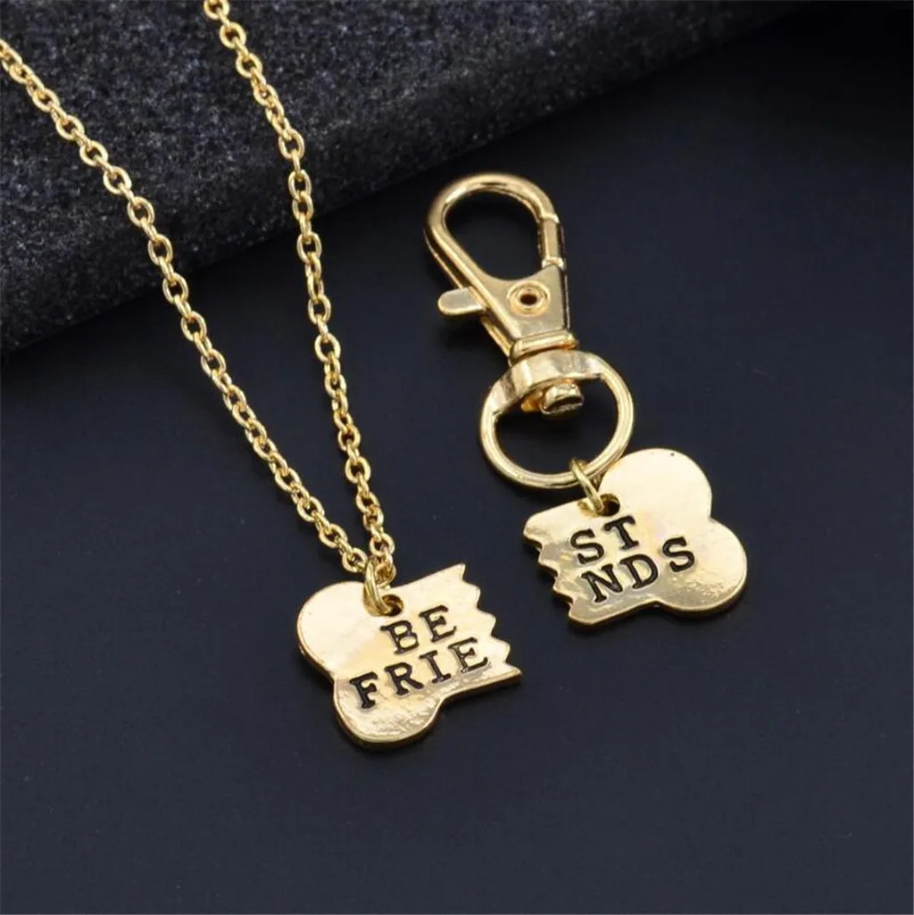 design 2 pcs Best Friends Matching Necklace &amp Dog Tag Clip Bone Key Chain Friendship Fashion Jewelry gift for women | Украшения и