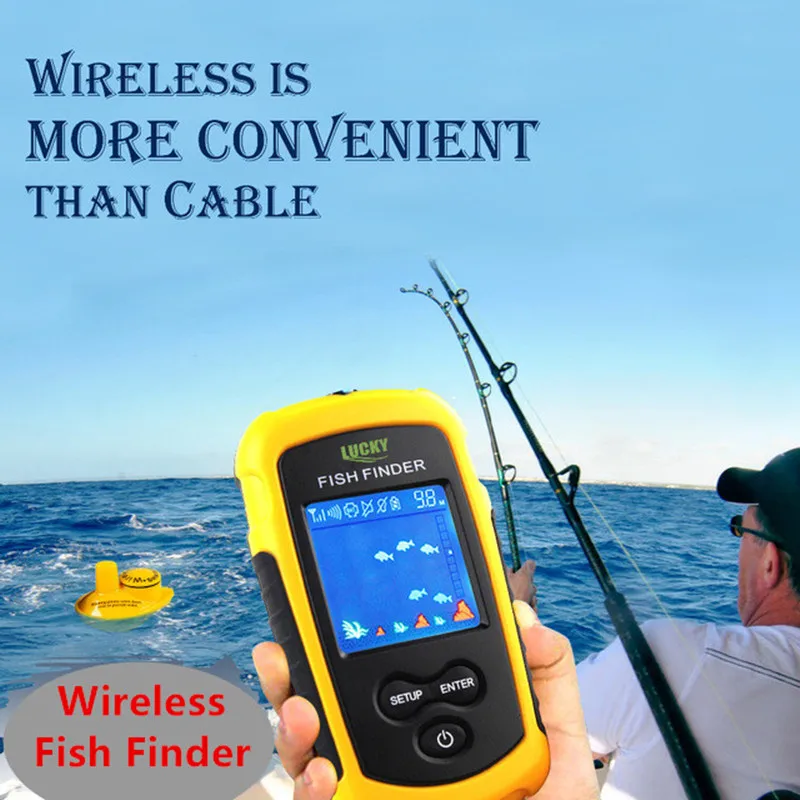 Lucky FFW1108-1 Портативный 100 м Беспроводной Рыболокаторы сигнализации 40 м/130FT Sonar