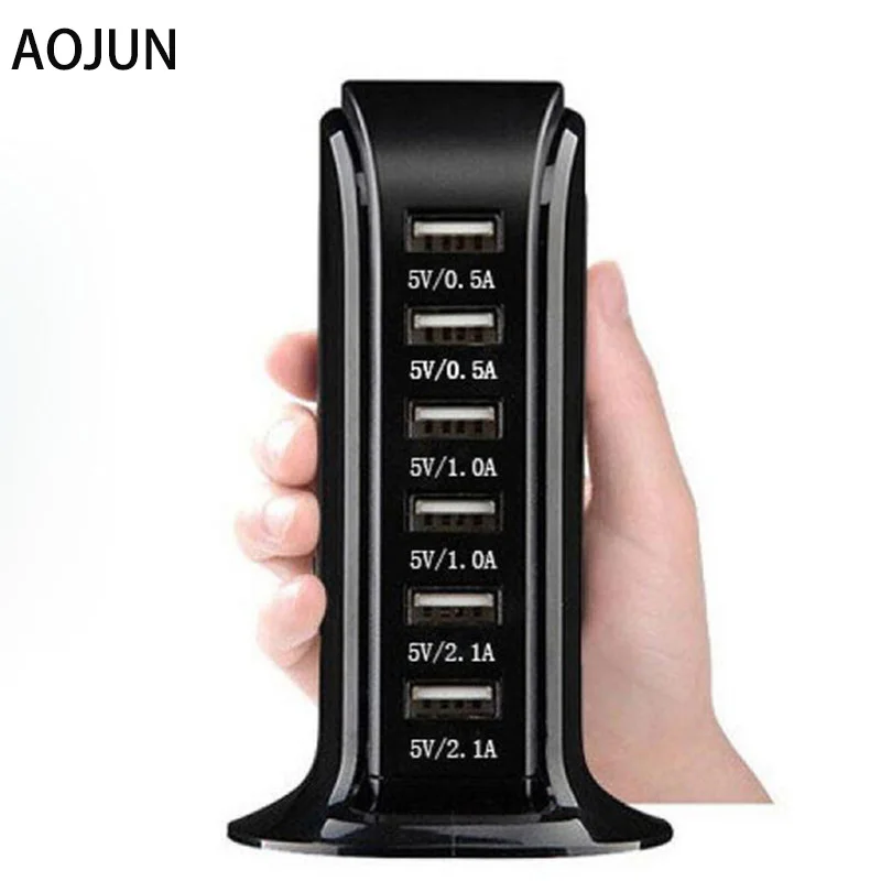 Aojun универсальное 6 портов USB зарядное устройство для iPhone iPad samsung несколько