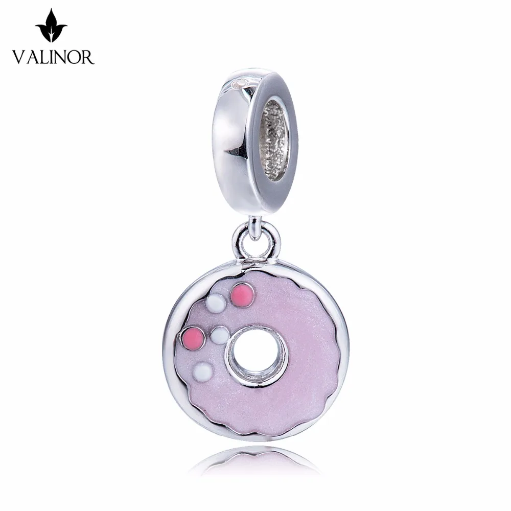 Подвеска пончик серебряные бусины 925 пробы charms fit Браслеты никогда не меняют цвет