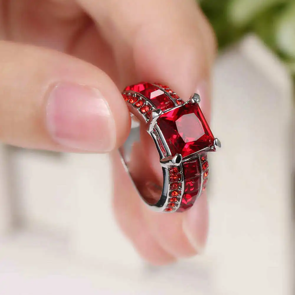 Женское Обручальное кольцо с фианитом 8x8 мм|engagement ring blue|wedding engagement ringfinger |