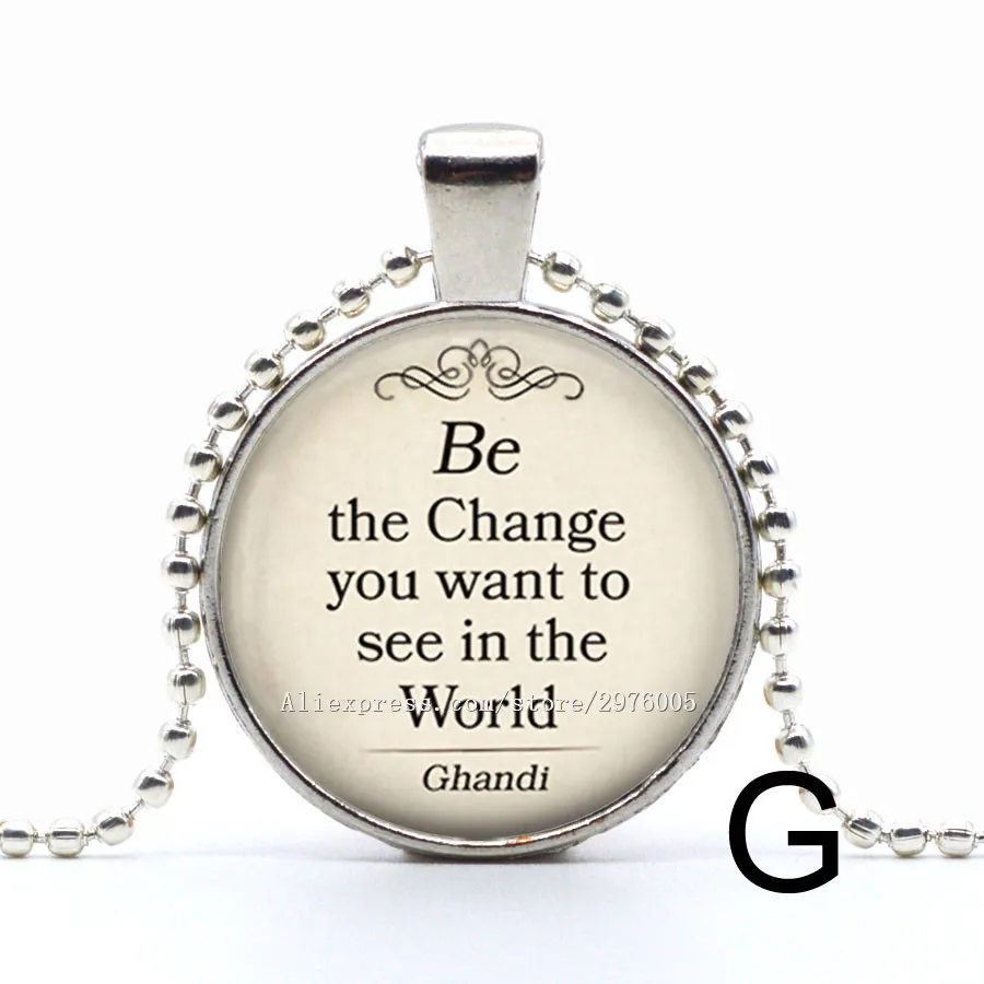 1PC New Gandhi quotes Necklace Handmade Glass Cabochon Ball Chain Pendant 8/style 2017 Girl Party Favors | Украшения и аксессуары
