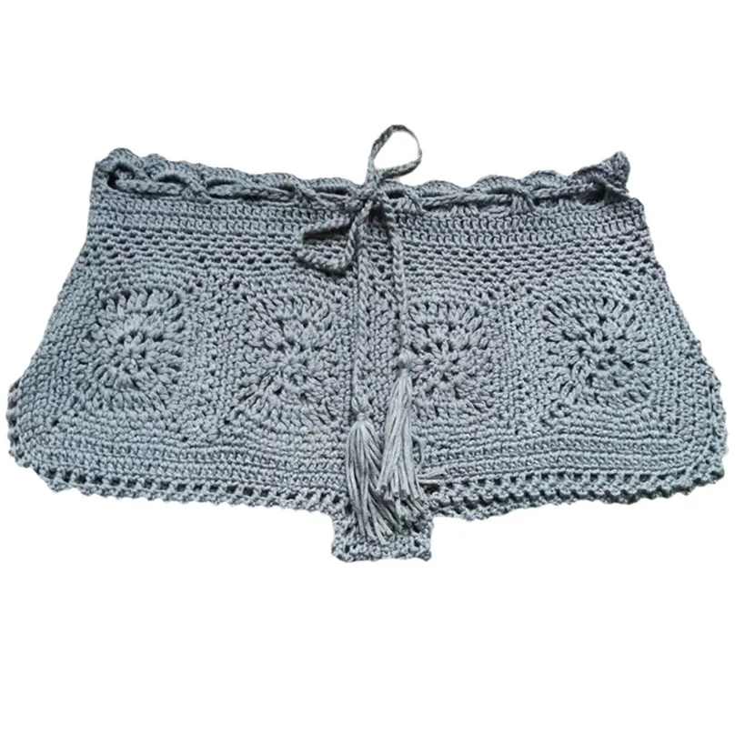 Pants Женские пляжные Мини-шорты с дырочками, одноцветные боксеры, вязаный крючком купальник, индийские народные шорты, женские летние шорты, женские 4EM - Цвет: Pants