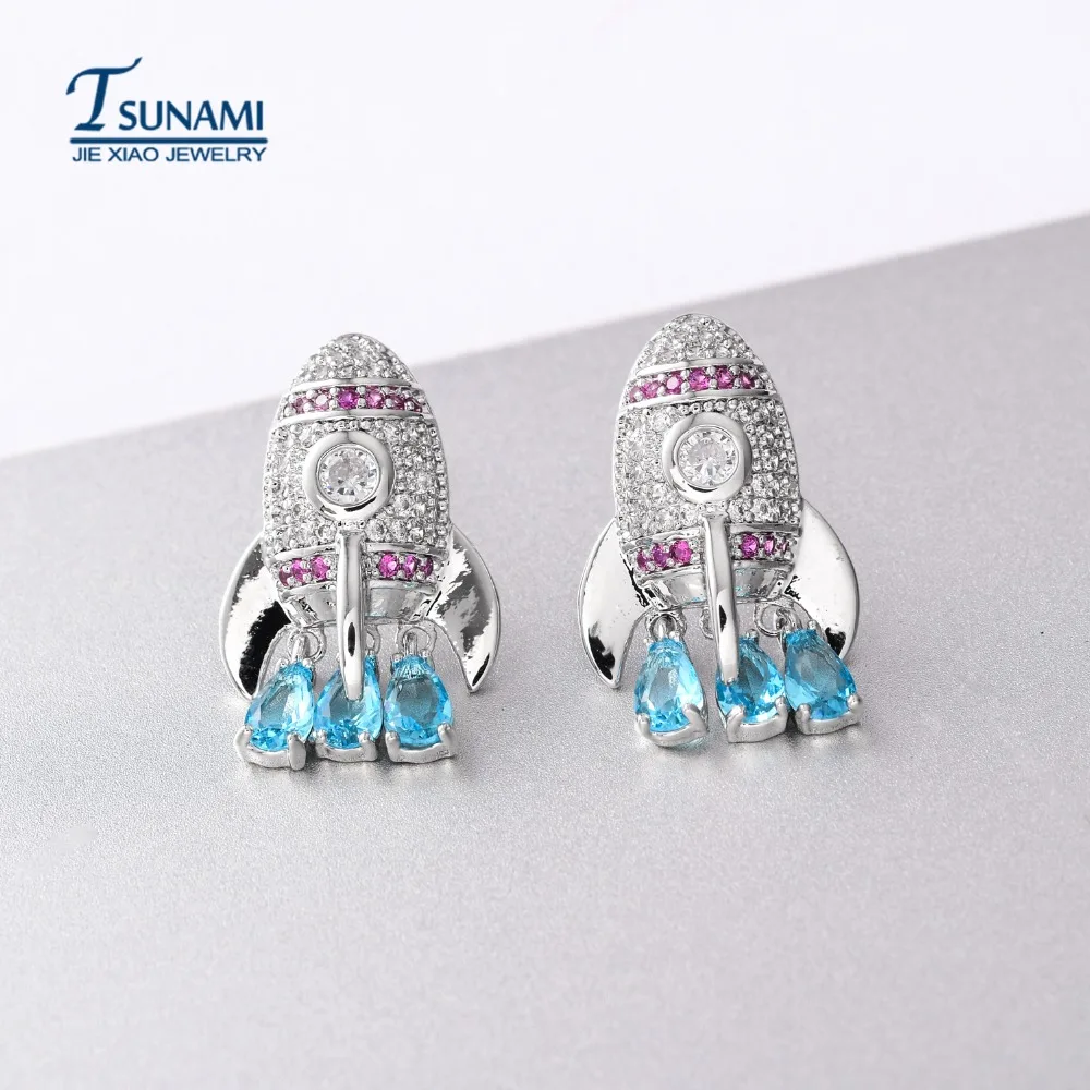 Высокое качество AAA ракета Цветной циркон серьги Идеальный четкость