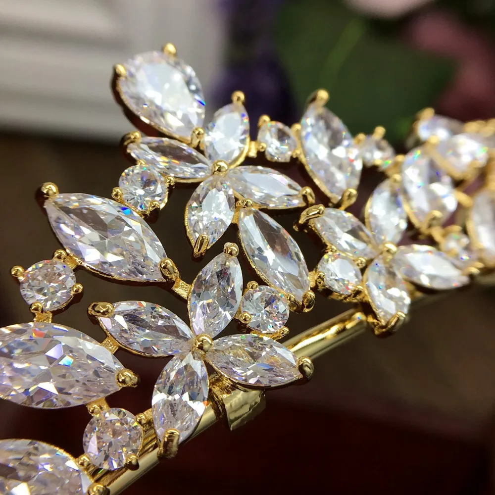 Золотая полностью кубическая циркониевая Корона из циркония CZ Diadema Coroa De Novia Свадебные аксессуары для волос ювелирные изделия Bijoux chevex WIGO1028