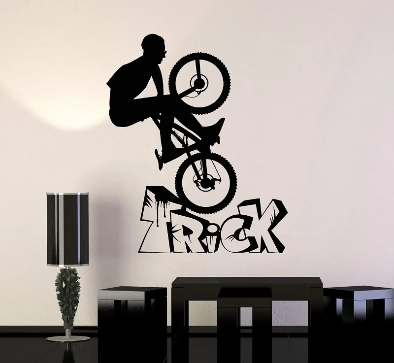Виниловая настенная аппликация для велосипеда BMX подростковой спальни