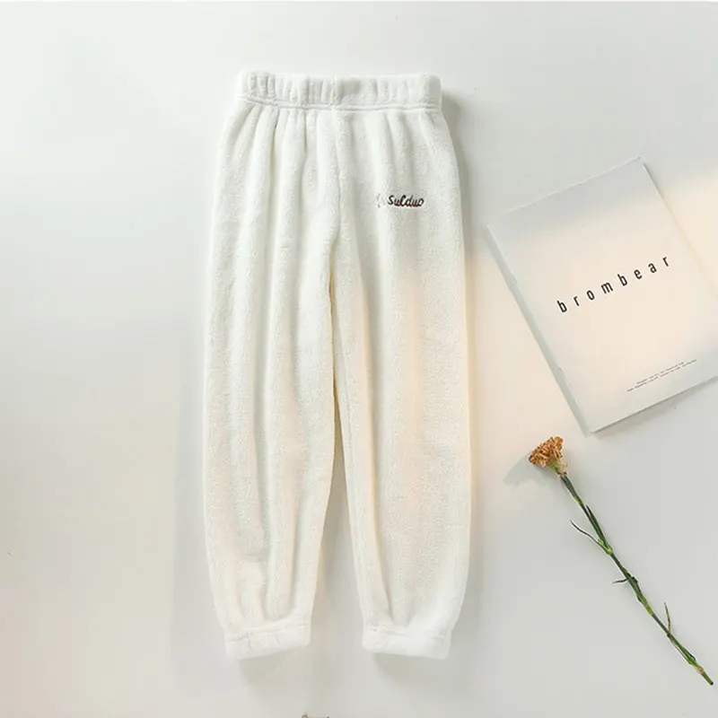 Warm white От 2 до 12 лет, новые теплые штаны для девочек, зимняя детская утепленная верхняя одежда, штаны, домашняя одежда, Детские флисовые брюки, штаны для маленьких мальчиков - Цвет: Warm white