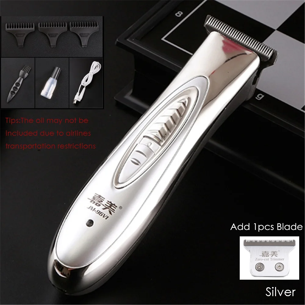 Silver Add 1pc Blade Профессиональная Беспроводная Машинка для стрижки волос 7000 об/мин, триммер для бритья бороды для мужчин, электрическая Парикмахерская косилка 0,1 мм, машинка для стрижки волос - Цвет: Silver Add 1pc Blade