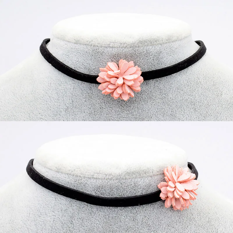 2 шт./компл. черный Велет колье ожерелье для женщин цветок кулон тату чокер Boho Femme