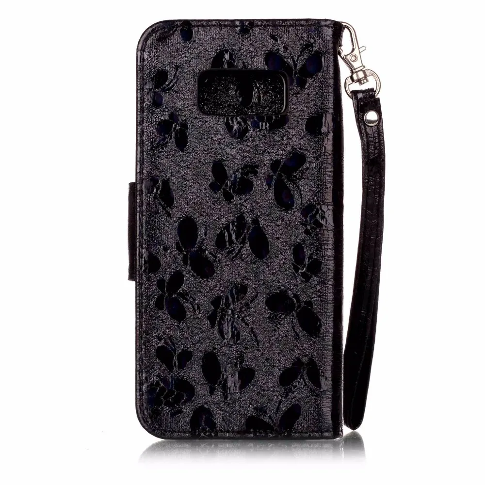 Laser butterfly leather sheath Covered edge drop for Samsung S5 S6 S7 S8 J3 J5 J7 A3 A5 luxury Leather Flip Phone Cases |