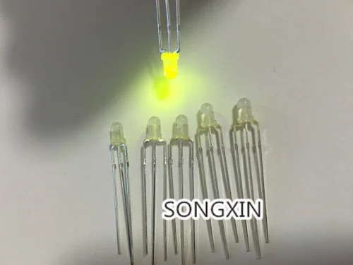 10pcs LED 3mm Round Diffused Red & Green two Color Common Anode Diode Light Emitting RED/YELLOW GREEN R-YG Bi-color | Электронные