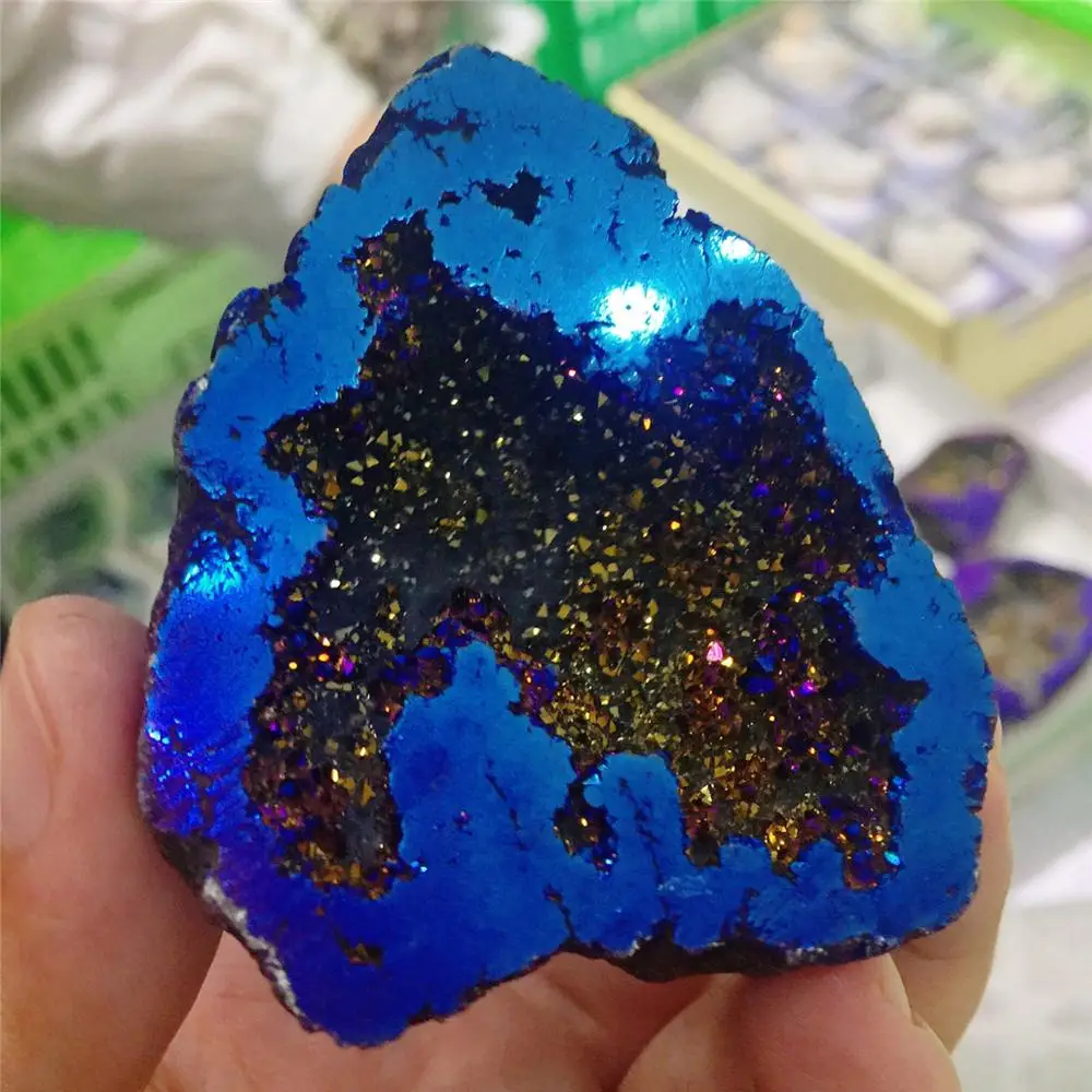 1 шт. натуральный кристалл кварца редкий и красивый синий ореол титановый кварц