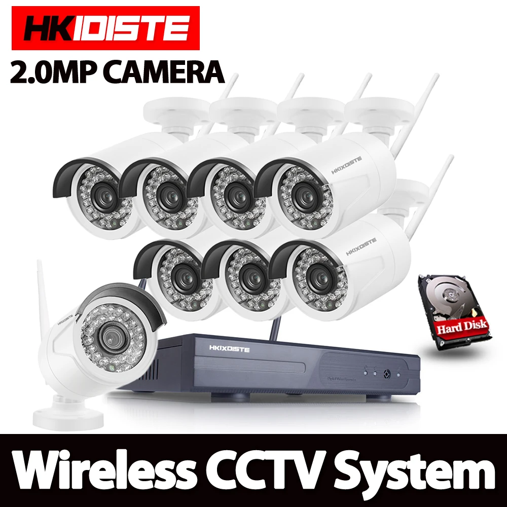 Full HD 8CH 1080P Беспроводная NVR CCTV система 2MP Wifi ip камера Водонепроницаемая для