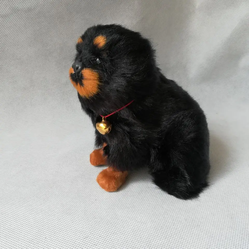 В реальной жизни toy черный тибетский мастиф около 13x15 см модель на корточках