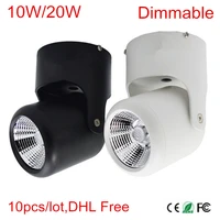 dhl free 10pcs surface mounted dimmable cob led downlight 10w 20w led spot light lamp 85 265v warmnaturalcold white