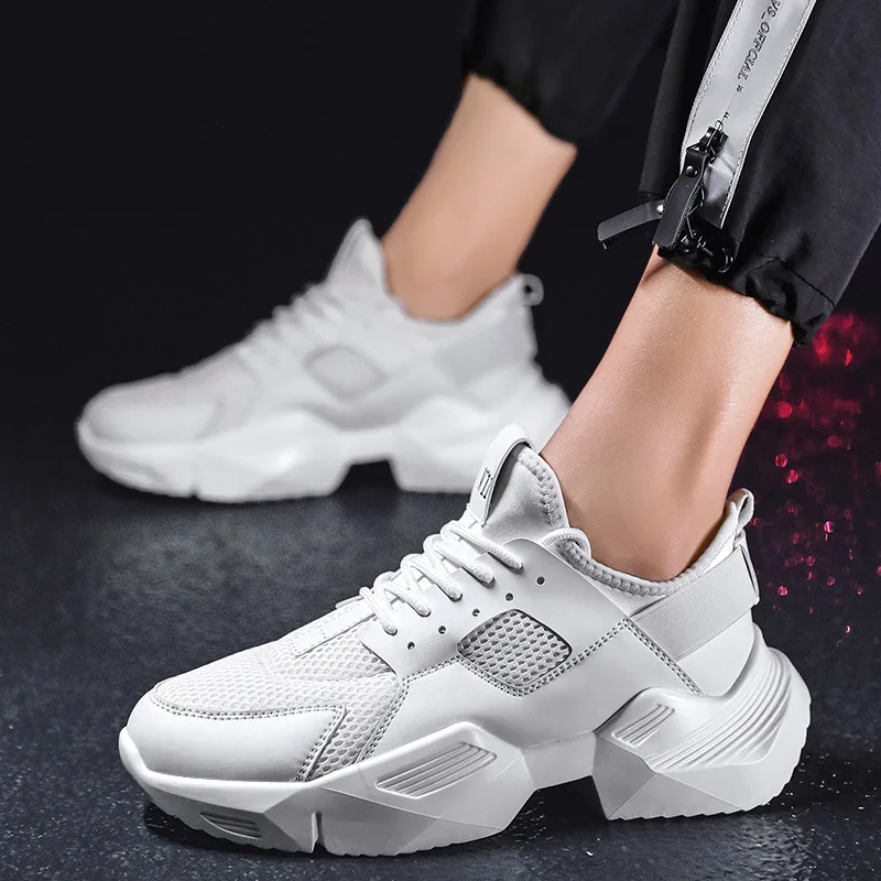 Harajuku men casual white chunky sneakers hip hop shoes male autumn thick bottom students walking zapatos hombre tenis trainers | Обувь