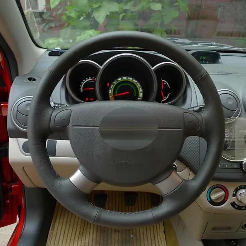 black theard Накладка на руль автомобильные Чехлы для Chevrolet Lova Aveo Buick Excelle Daewoo Gentra 2013- Lacetti 2006-2012 - Название цвета: black theard