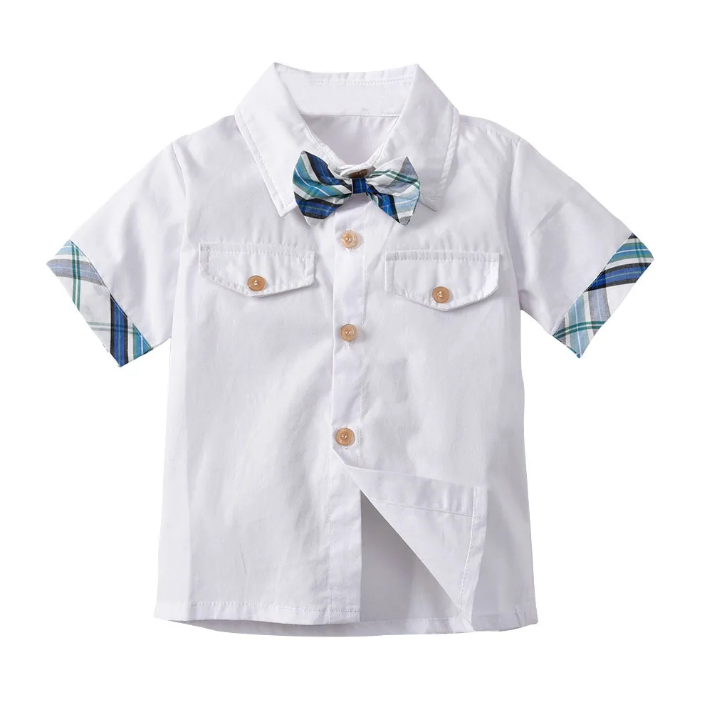 Джентльменский костюм для мальчиков Мужская однобортная рубашка с короткими