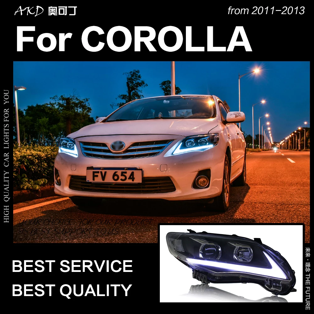 AKD автомобильный Стайлинг Головной фонарь для Toyota Corolla фары 2011-2013 Altis светодиодный фонарь светодиодный DRL Hid Bi Xenon авто аксессуары