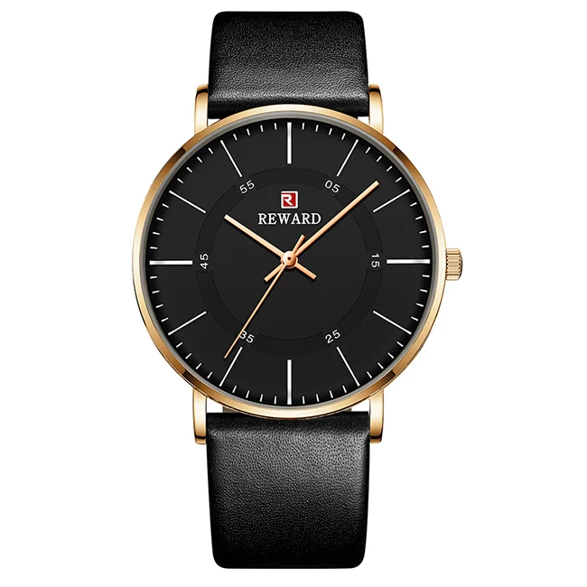 Rose Black RDWARD Топ бренд часы для мужчин золотой чехол Роскошные спортивные кварцевые часы Аналоговые часы водонепроницаемые мужские кожаные часы Relogio Masculino - Цвет: Rose Black
