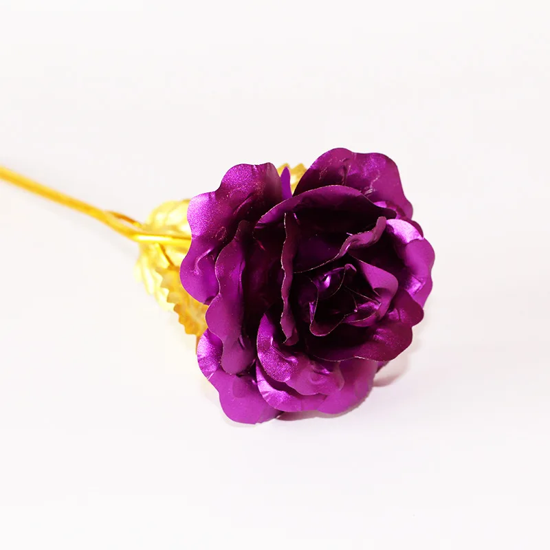 1pc purple rose Букет невесты Мода Высокое качество PU Искусственные цветы 24 К золотой цвета розового золота с коробкой год День Святого Валентина x27s подарок ко Дню/Настоящее Фольга цветы домашнего декора поддельные розы - Цвет: 1pc purple rose