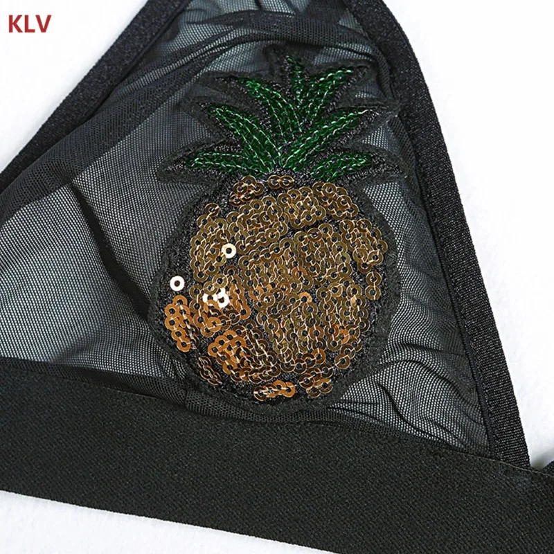 KLV сексуальный женский бюстгальтер без косточек с пайетками и ананасами