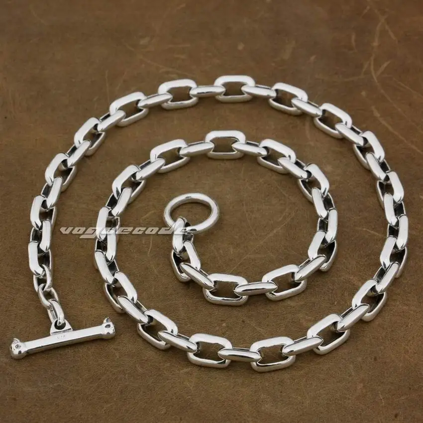 

925 Sterling Silver Link Chain Mens Biker Rock Punk Necklace 8W007N