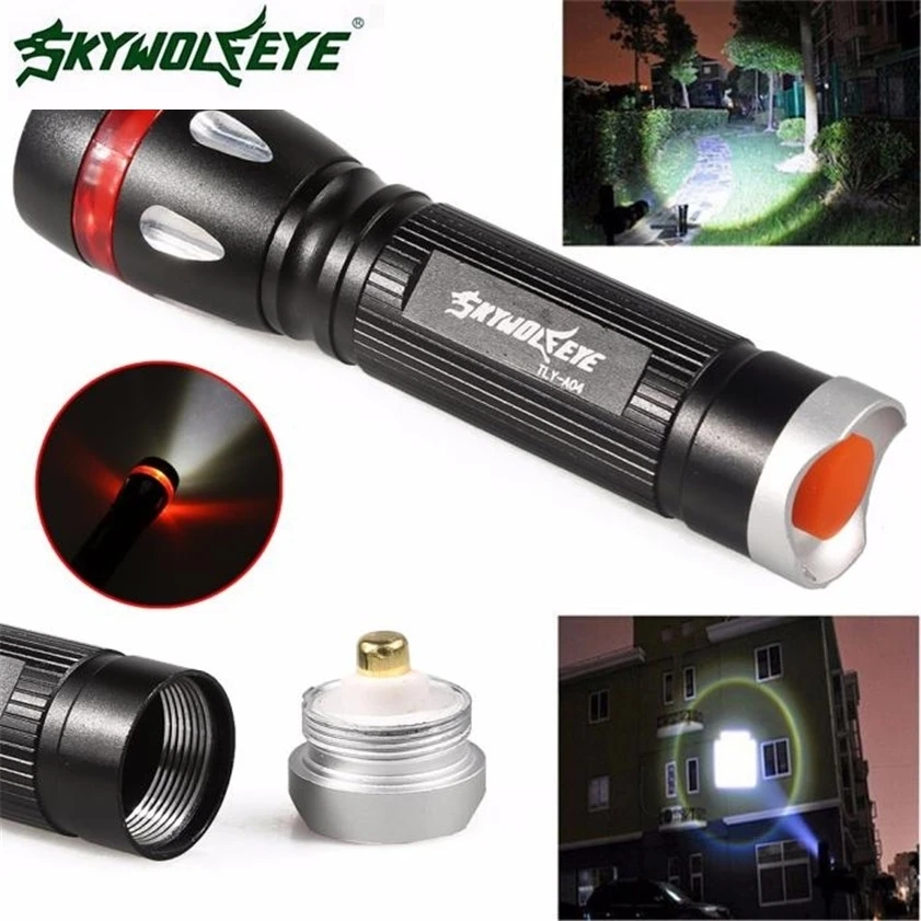SKYWOLFEYE светодиодный фонарик 3 режима CREE XML T6 вспышки света факел лампы свет