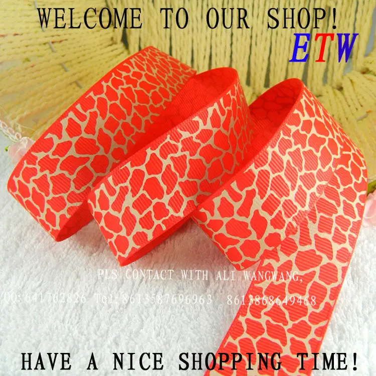 

Free shipping 1''(25mm) 20 yards/lot New Arrival High Qulity Polyester Grosgrain Ribbon Red Leopard ribbon DIY accessories